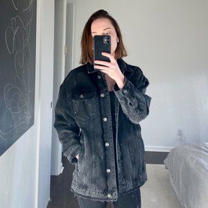 XS Oversized Black Denim Jacket from Zara NWOT